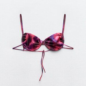 Zara Printed Fuchsia Underwire Bikini Top